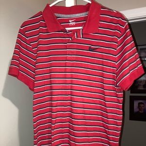 Nike large mens golf polo red Striped